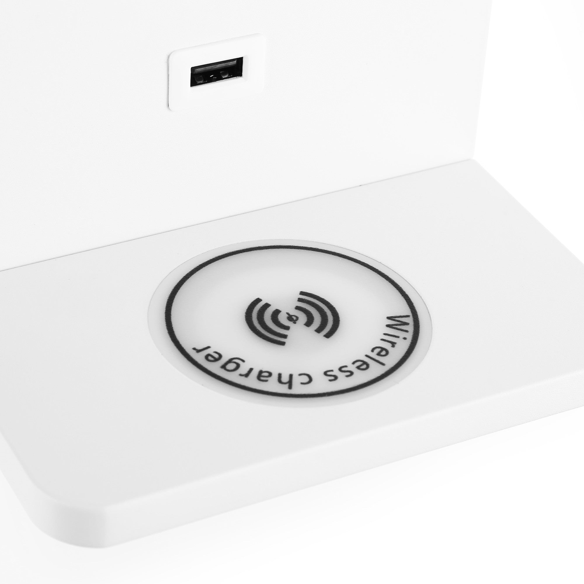 Aplique de pared para lectura con puerto USB "BASKOP W" - 6W - Base carga inalámbrica