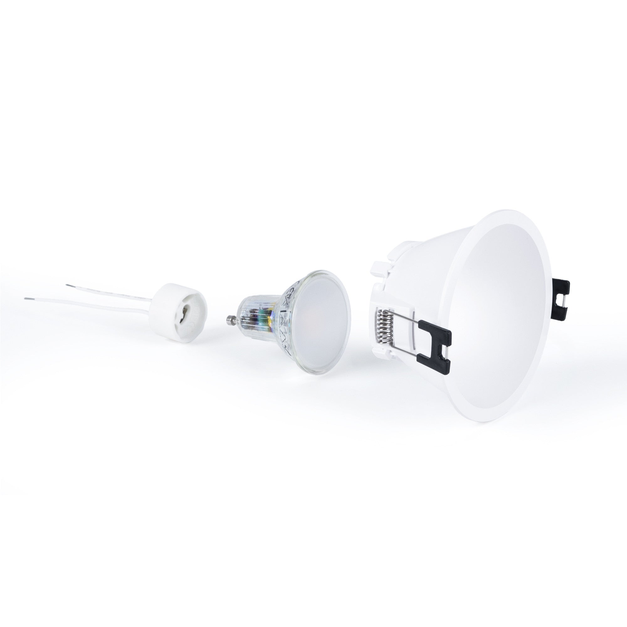 KIT Aro empotrable fijo Ø82mm + Bombilla GU10 6W + Portalámparas