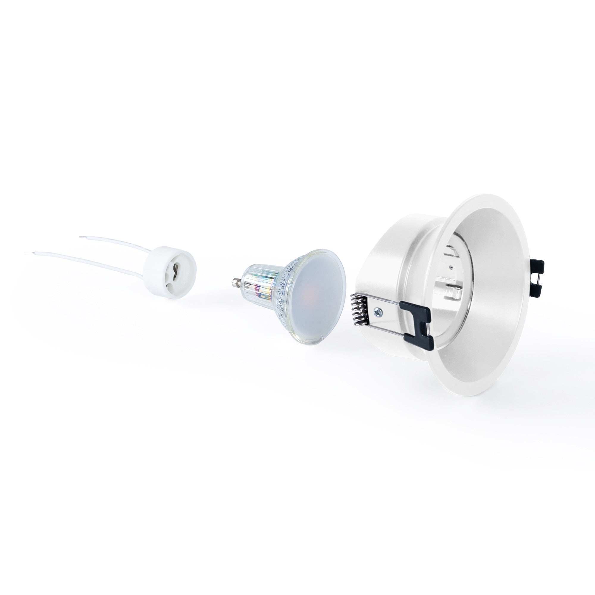KIT Aro empotrable Ø93mm + Bombilla GU10 6W + Portalámparas