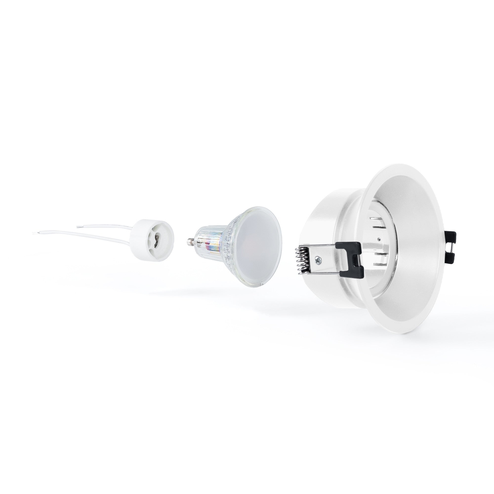 KIT Aro empotrable Ø93mm + Bombilla GU10 6W + Portalámparas