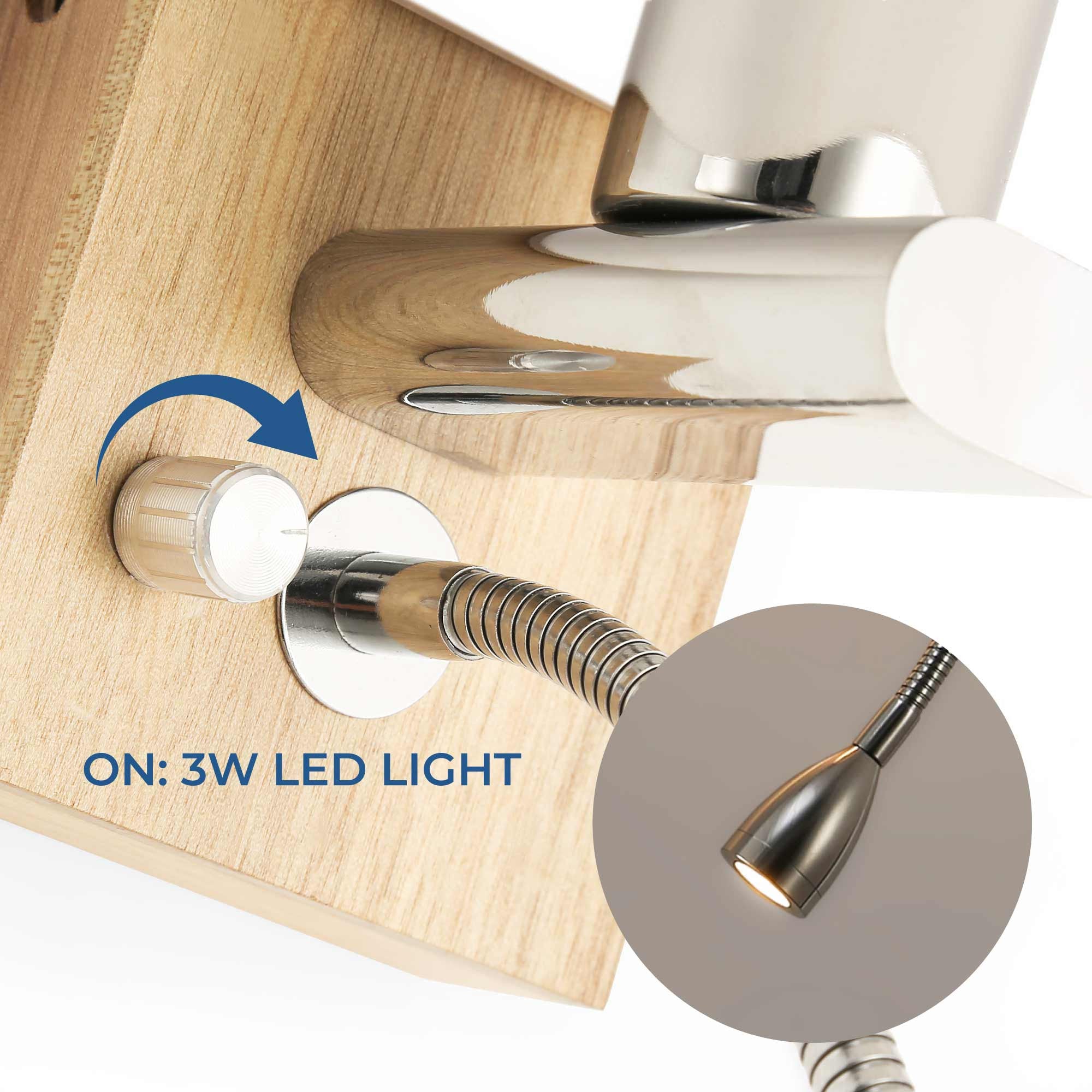 Aplique de pared con foco LED para lectura "Arti" - E27 + 3W