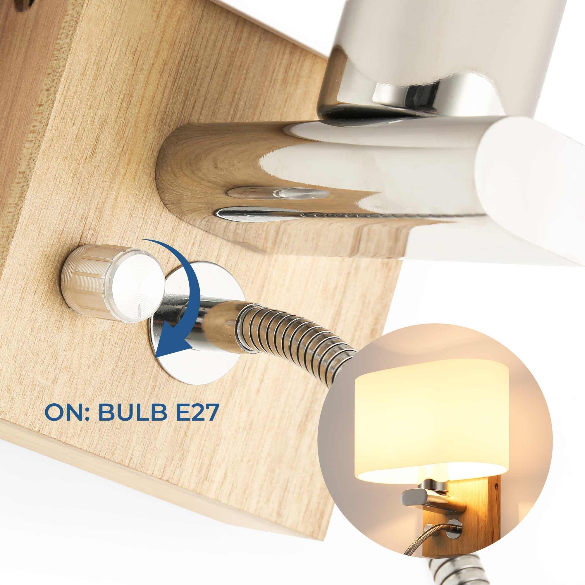 Aplique de pared con foco LED para lectura "Arti" - E27 + 3W