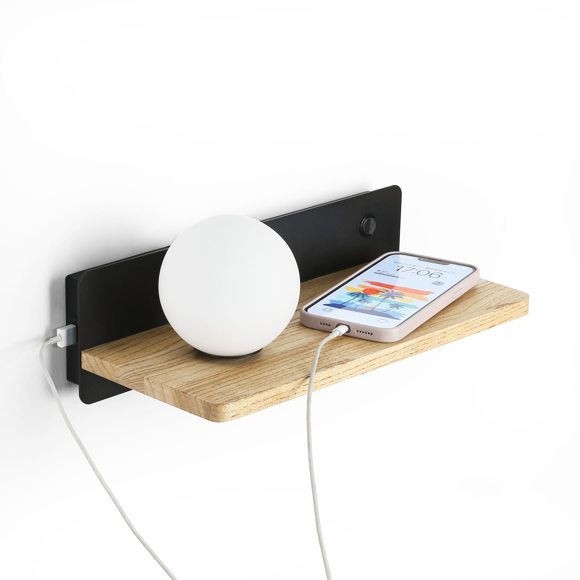 Aplique de pared bola cristal con puerto USB "Nonna" - G9