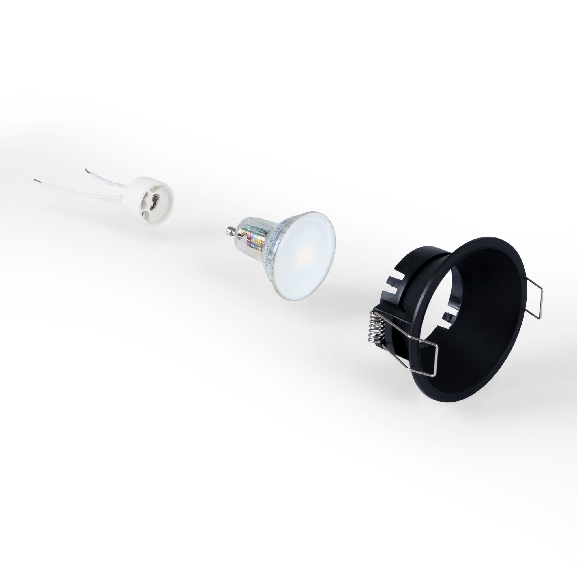KIT Aro empotrable fijo Ø82mm + Bombilla GU10 6W + Portalámparas