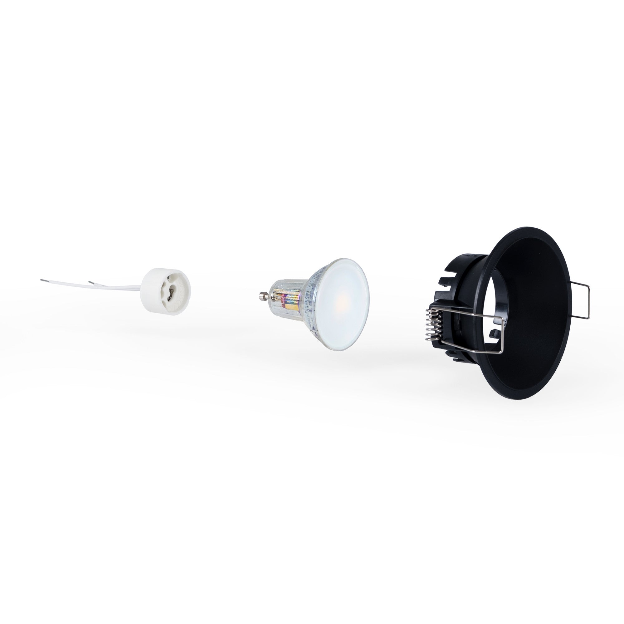 KIT Aro empotrable fijo Ø82mm + Bombilla GU10 6W + Portalámparas