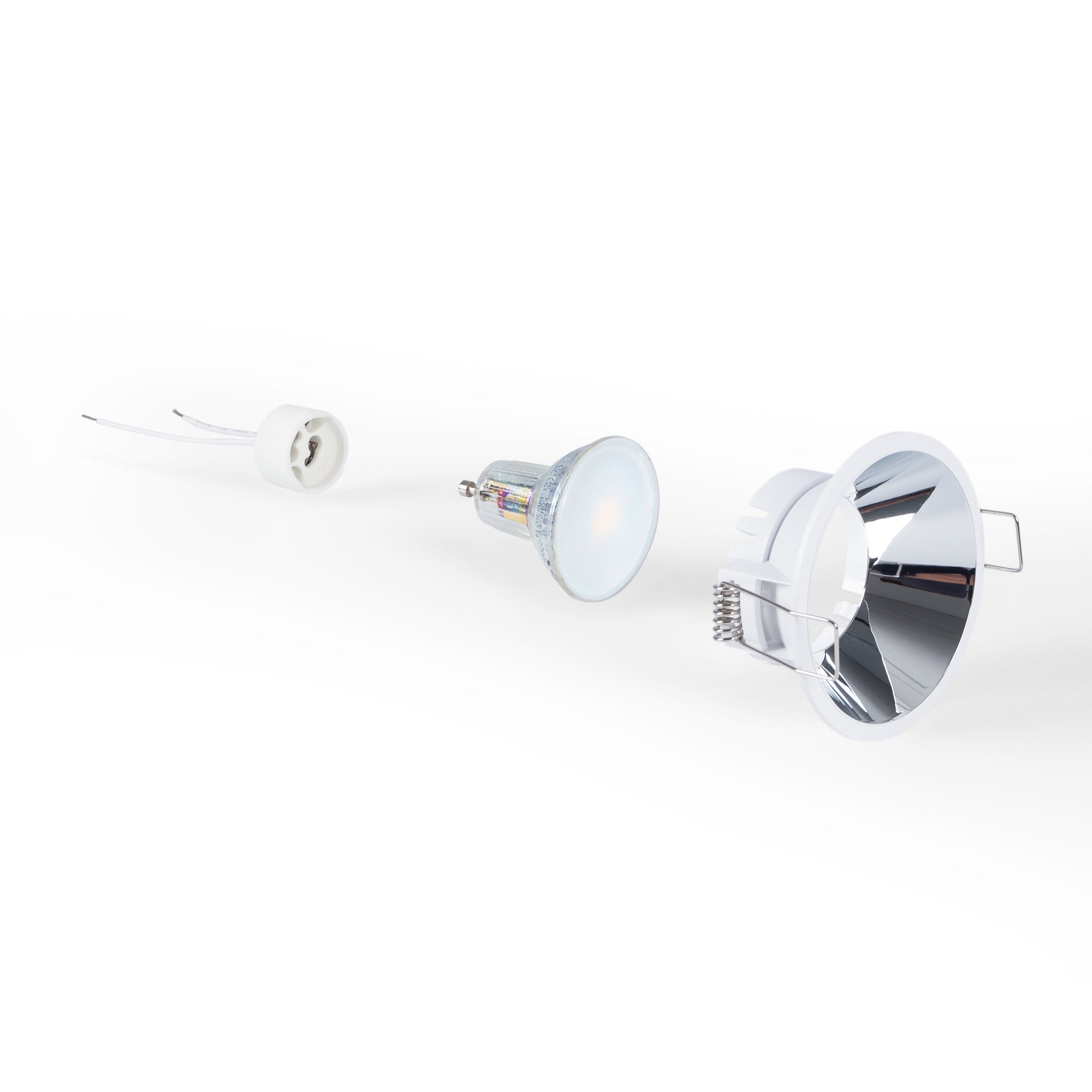 KIT Aro empotrable fijo Ø82mm + Bombilla GU10 6W + Portalámparas