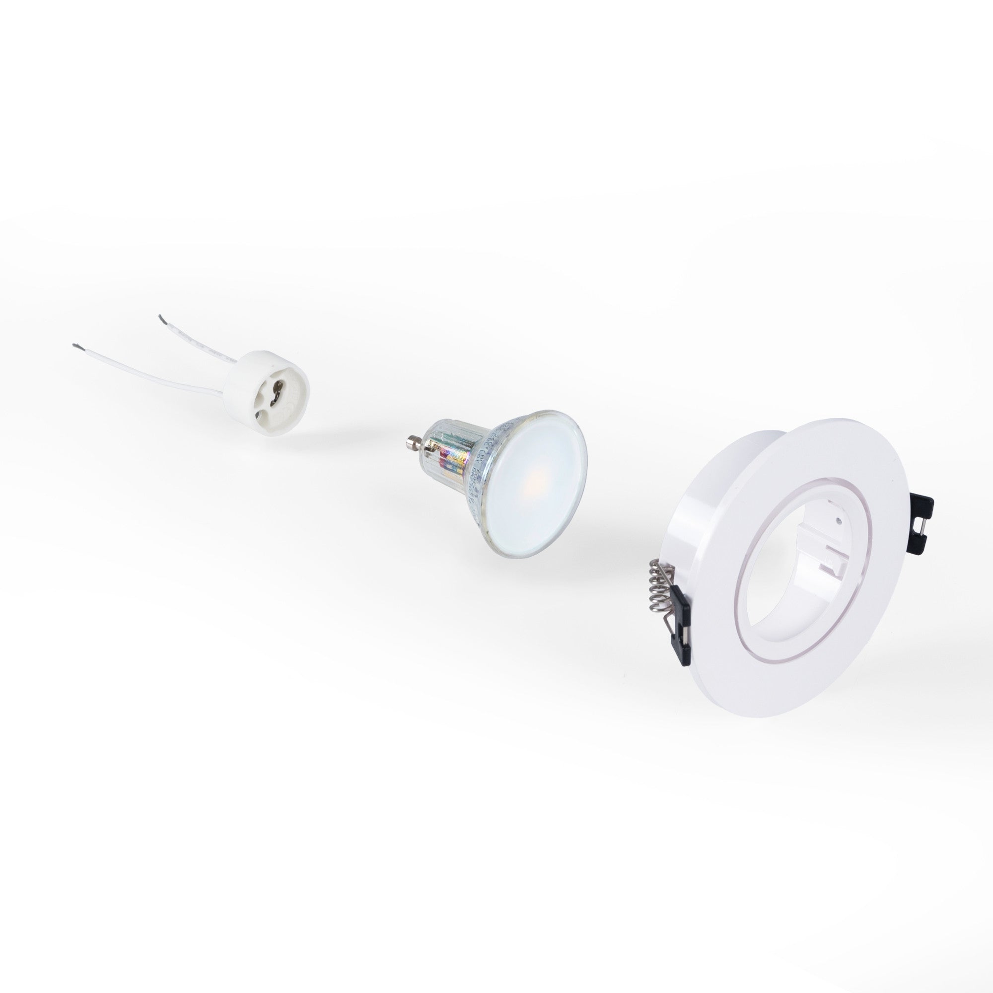 KIT Aro empotrable basculante Ø90mm + Bombilla GU10 6W + Portalámparas