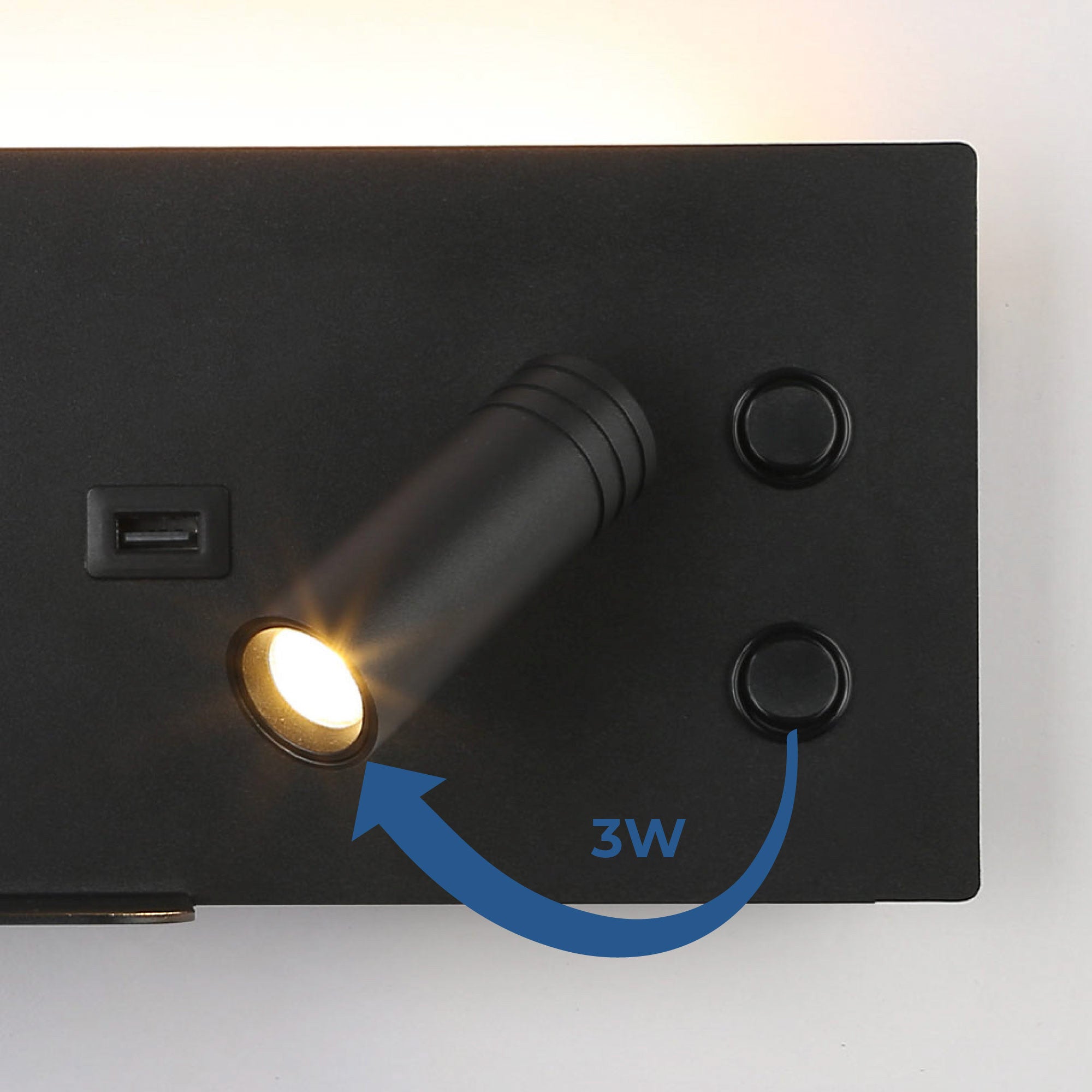 Aplique de pared para lectura con puerto USB "Kerta" - Iluminación doble - 3W+7W