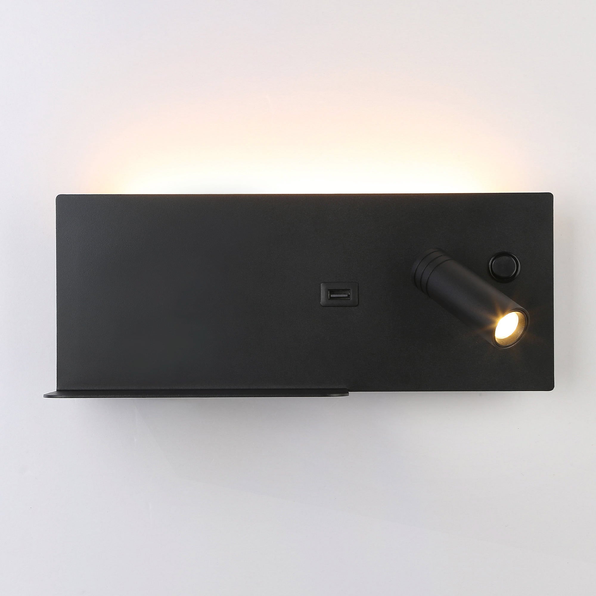 Aplique de pared para lectura con puerto USB "Kerta" - Iluminación doble - 3W+7W