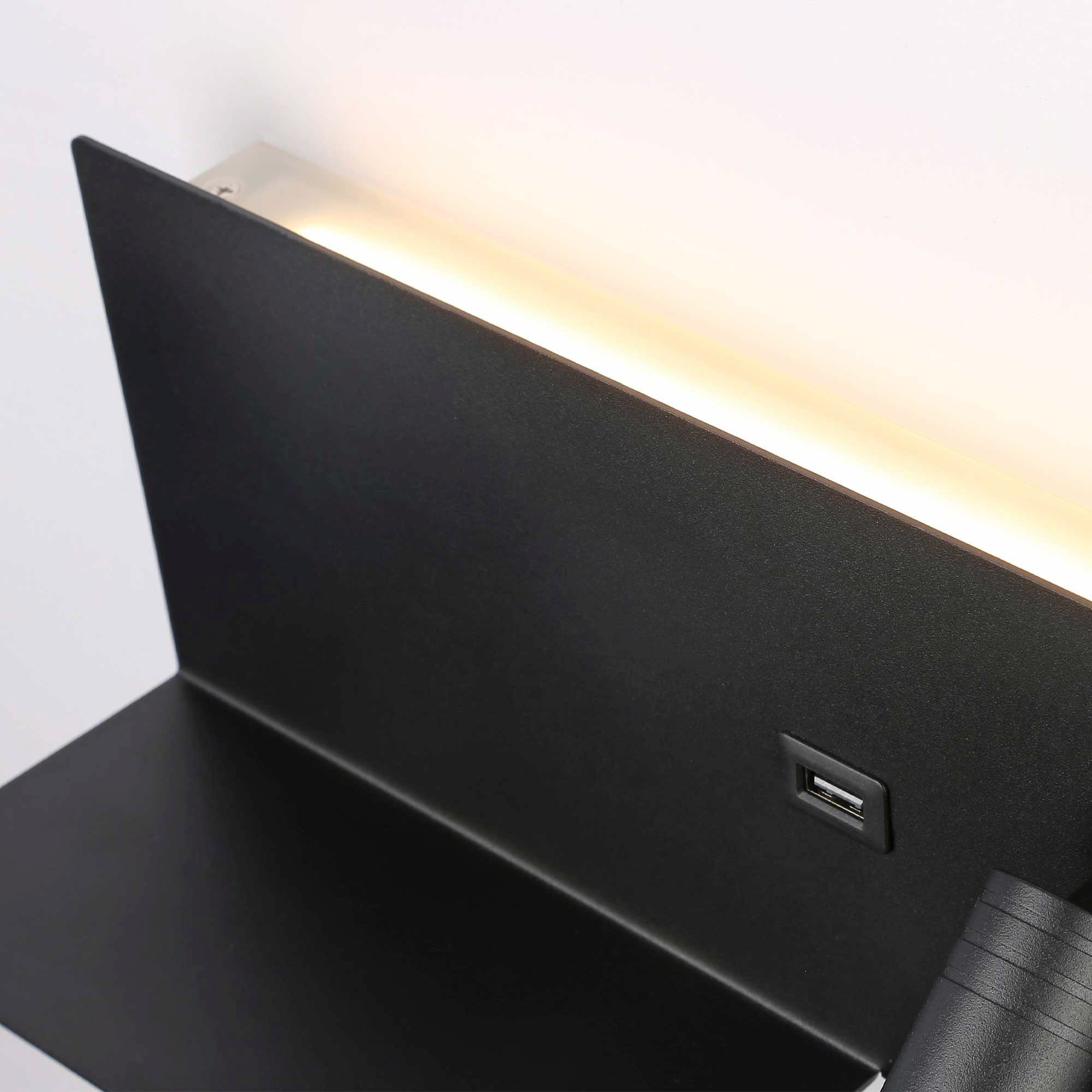 Aplique de pared para lectura con puerto USB "Kerta" - Iluminación doble - 3W+7W