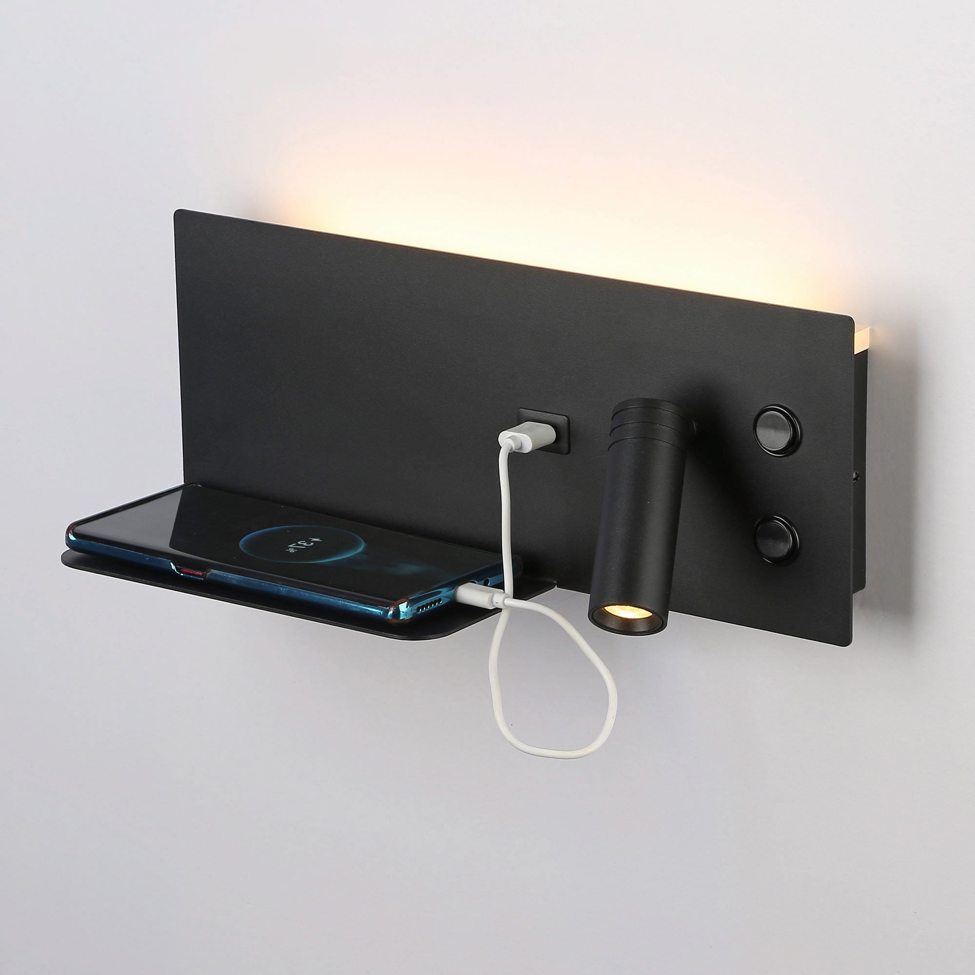 Aplique de pared para lectura con puerto USB "Kerta" - Iluminación doble - 3W+7W