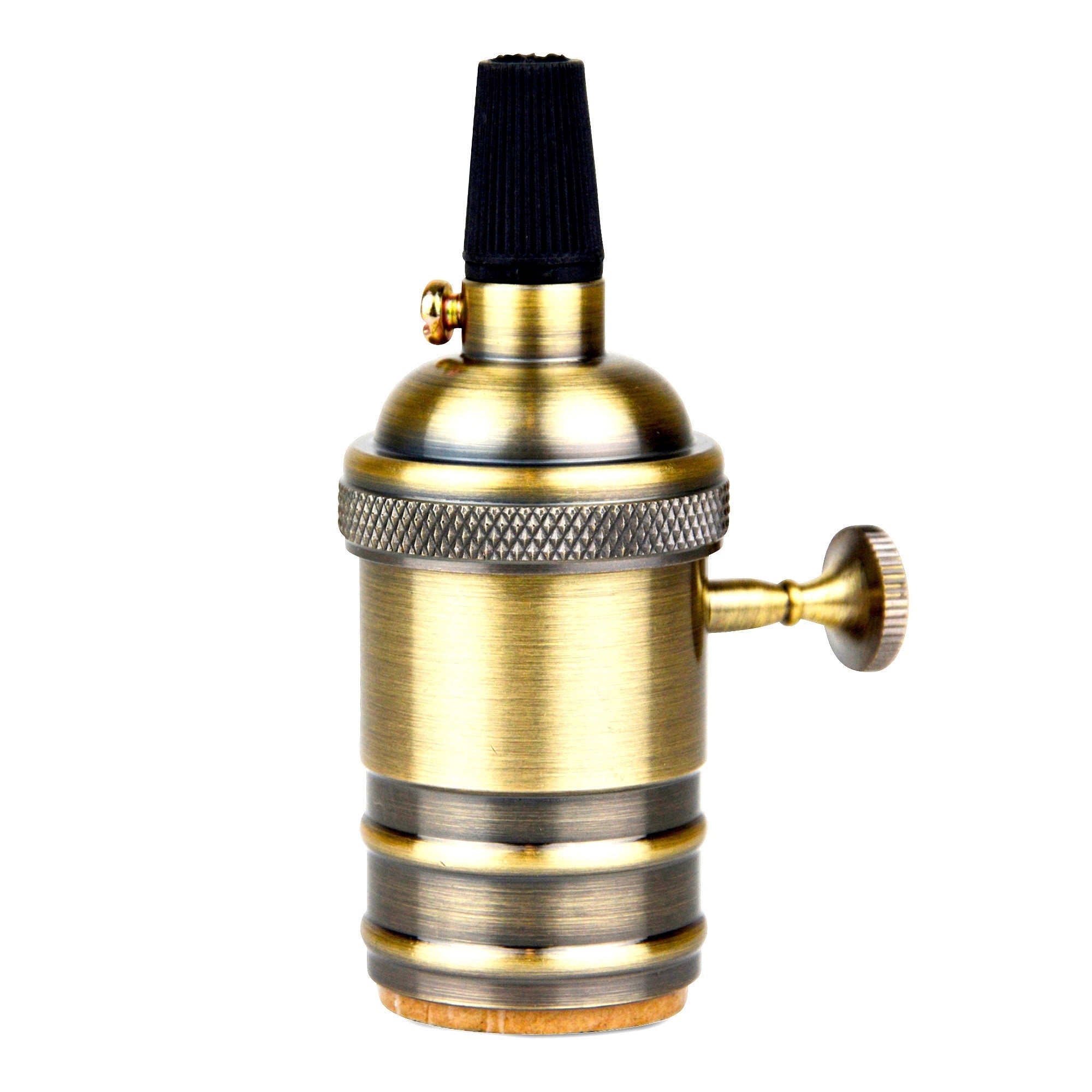 Casquillo portalámpara  Retro vintage acabado bronce con interruptor E27