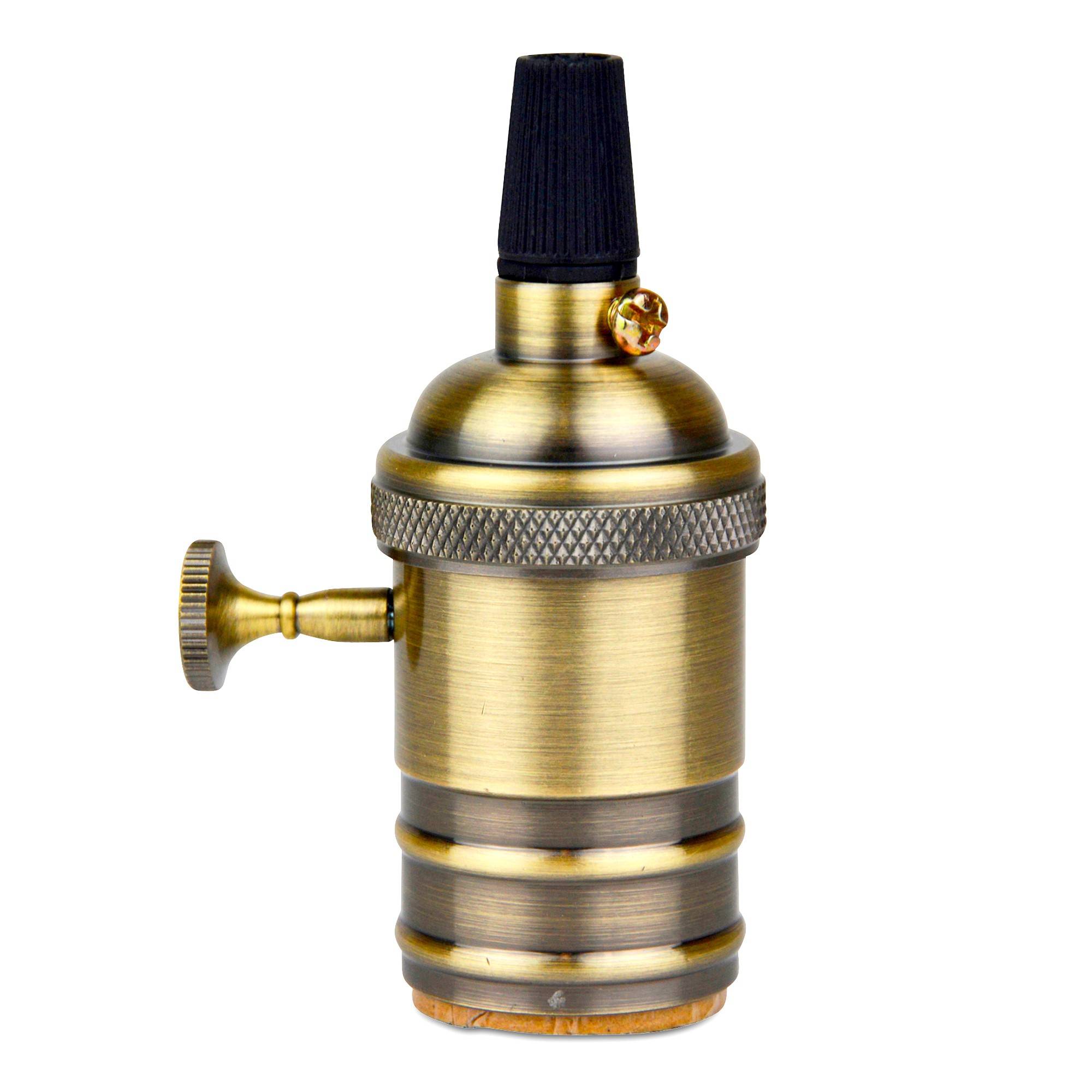 Casquillo portalámpara  Retro vintage acabado bronce con interruptor E27