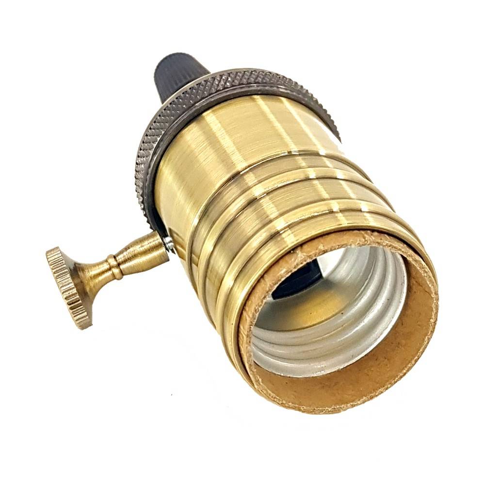 Casquillo portalámpara  Retro vintage acabado bronce con interruptor E27
