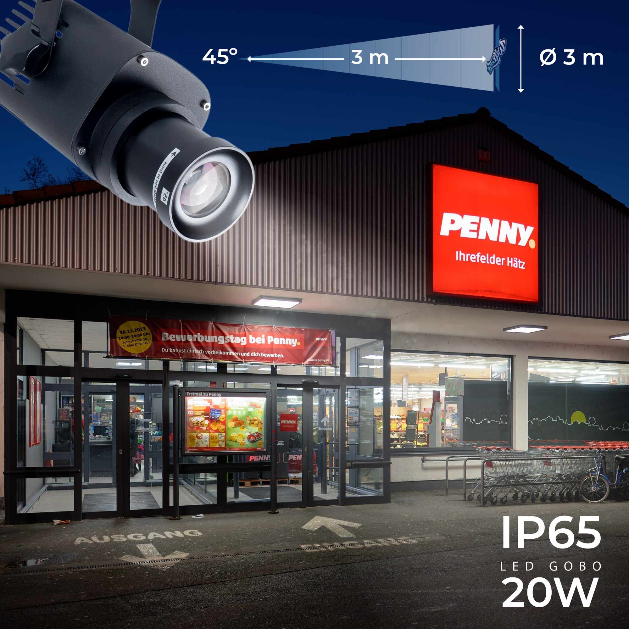 Proyector de logos LED GOBO 20W - Óptica 45° - Exterior - Rotativo