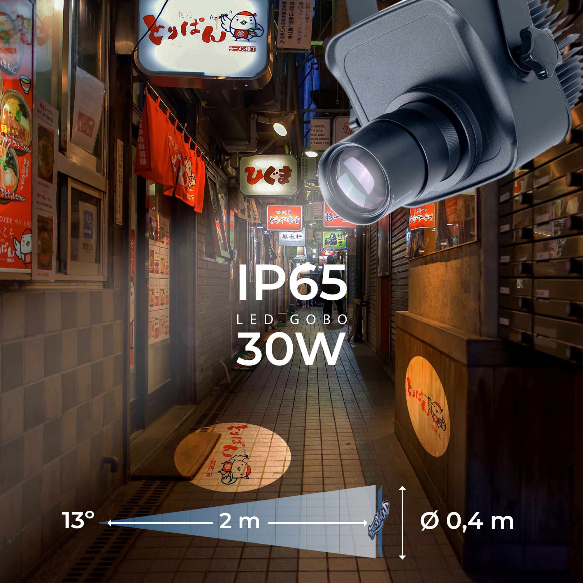 Proyector de logos LED GOBO 30W - Óptica 13° - Exterior - Rotativo