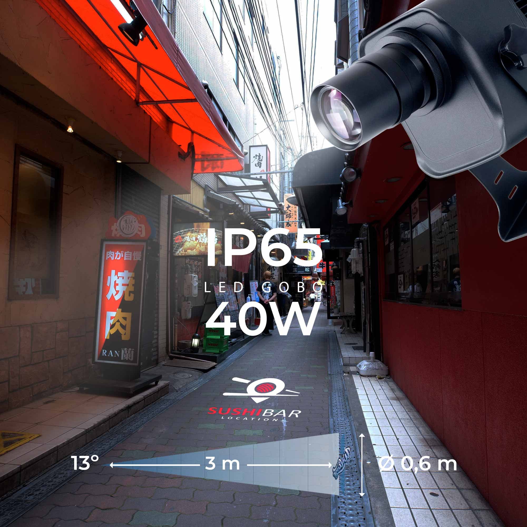 Proyector de logos LED GOBO 40W - Óptica 13° - Exterior - Rotativo