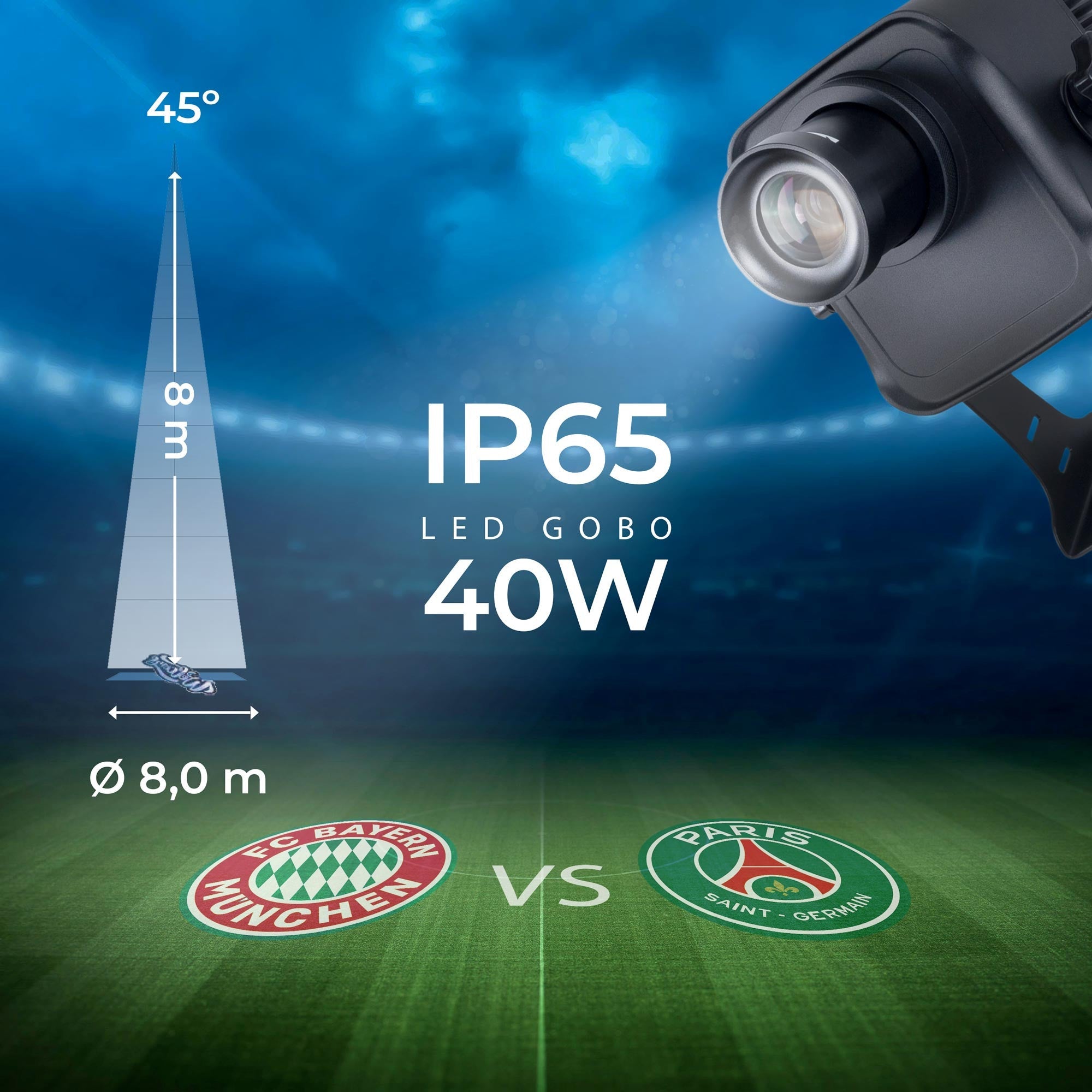 Proyector de logos LED GOBO 40W - Óptica 45° - Exterior - Rotativo