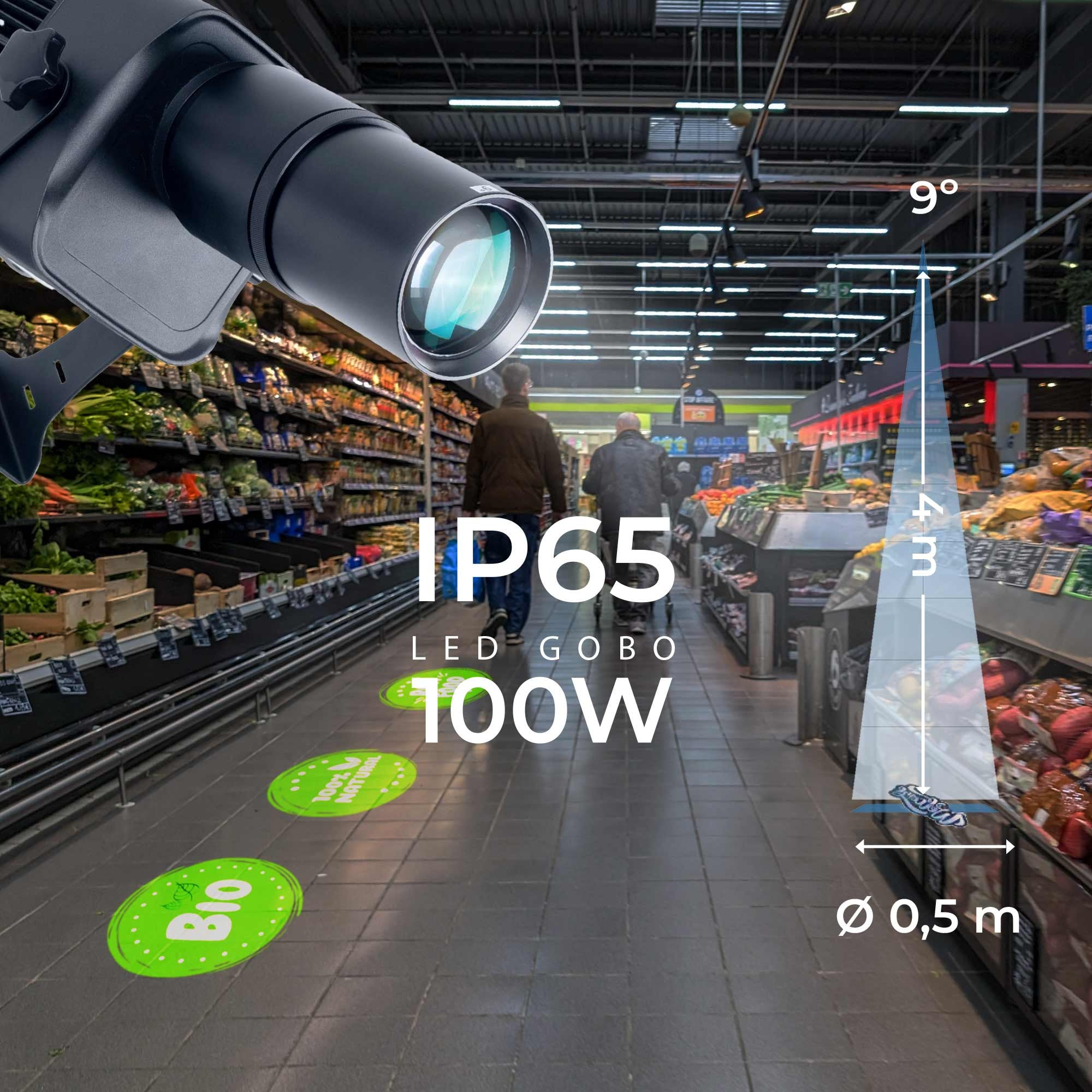 Proyector de logos LED GOBO 100W - Óptica 9° - Exterior - Rotativo