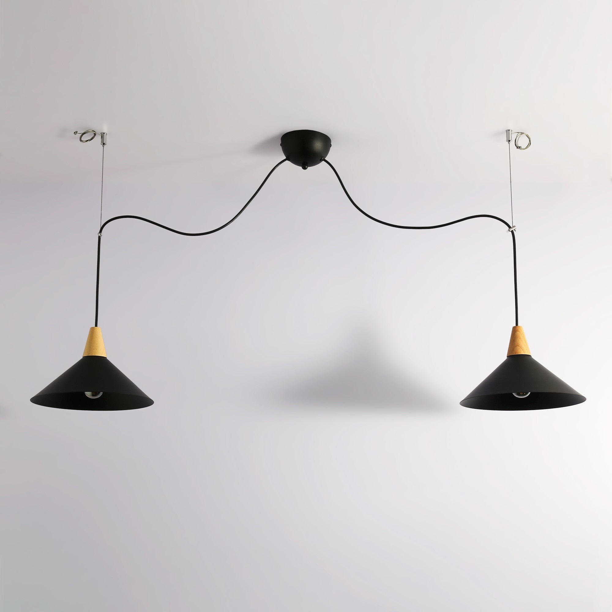 Lampara colgante doble metal y madera  "Selroom" - 2xE27