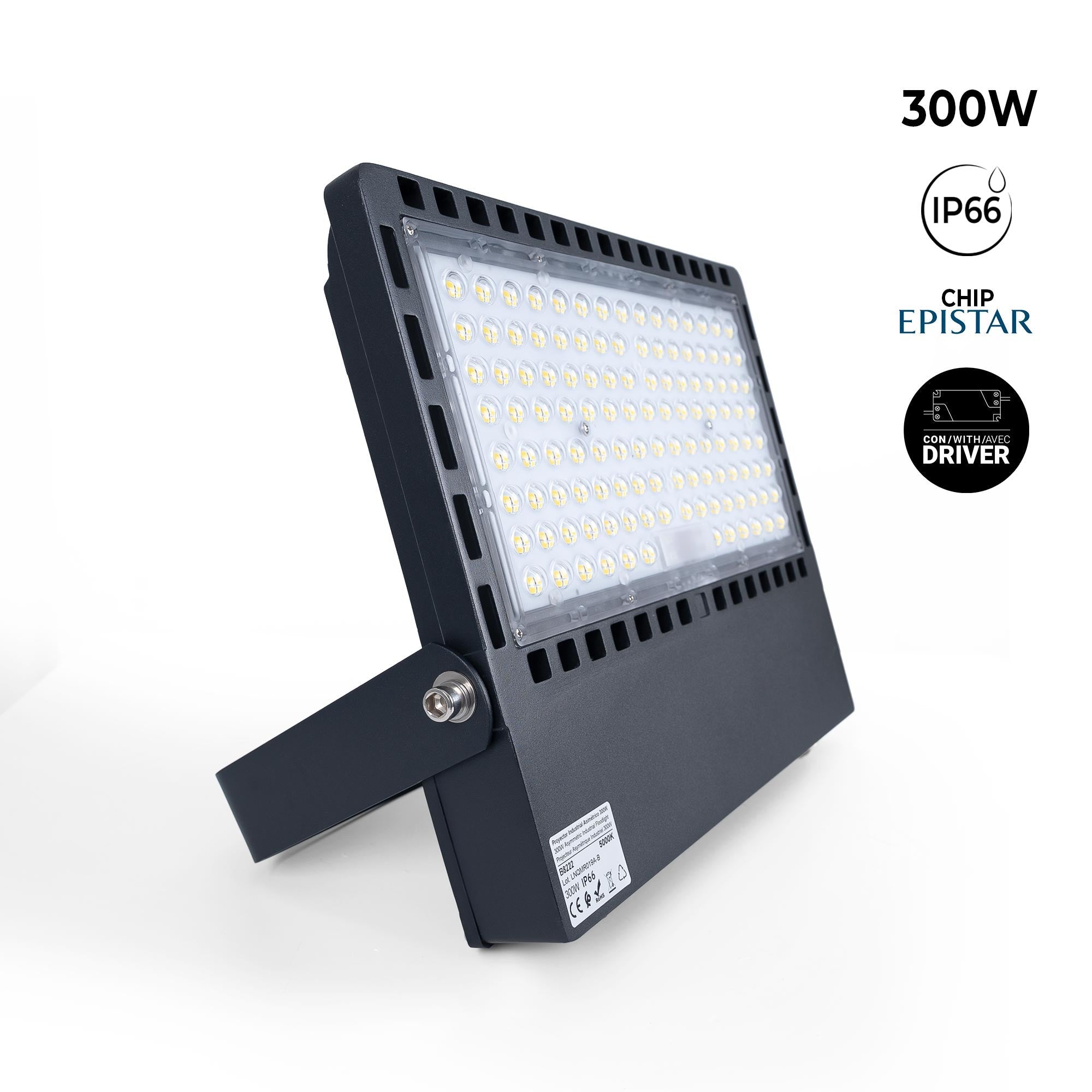 Proyector LED asimétrico exterior 300W - 140lm/W- IP66