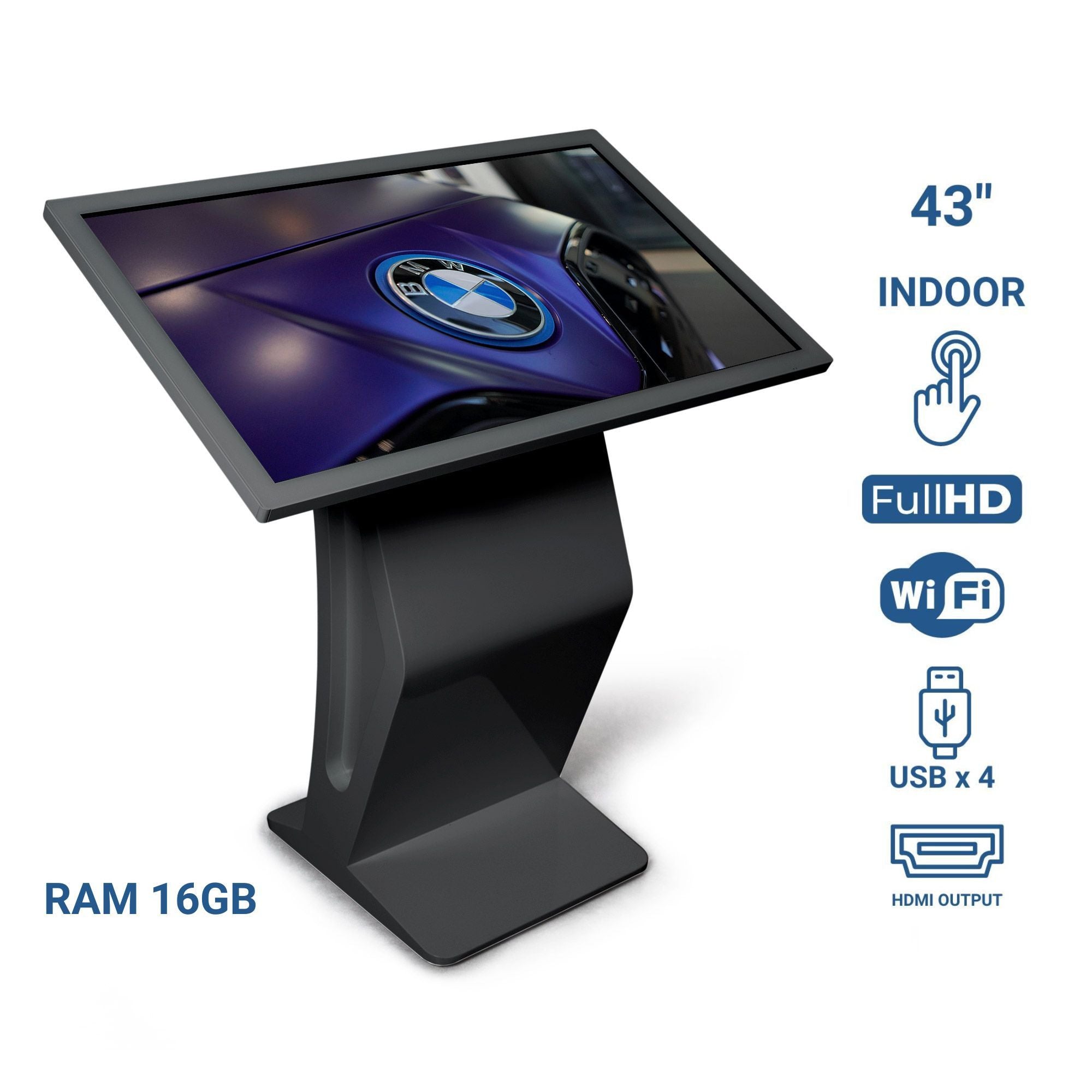 Display publicitario - Digital Kiosk 43" - Pantalla Táctil - Interior - 16GB - Base "K"