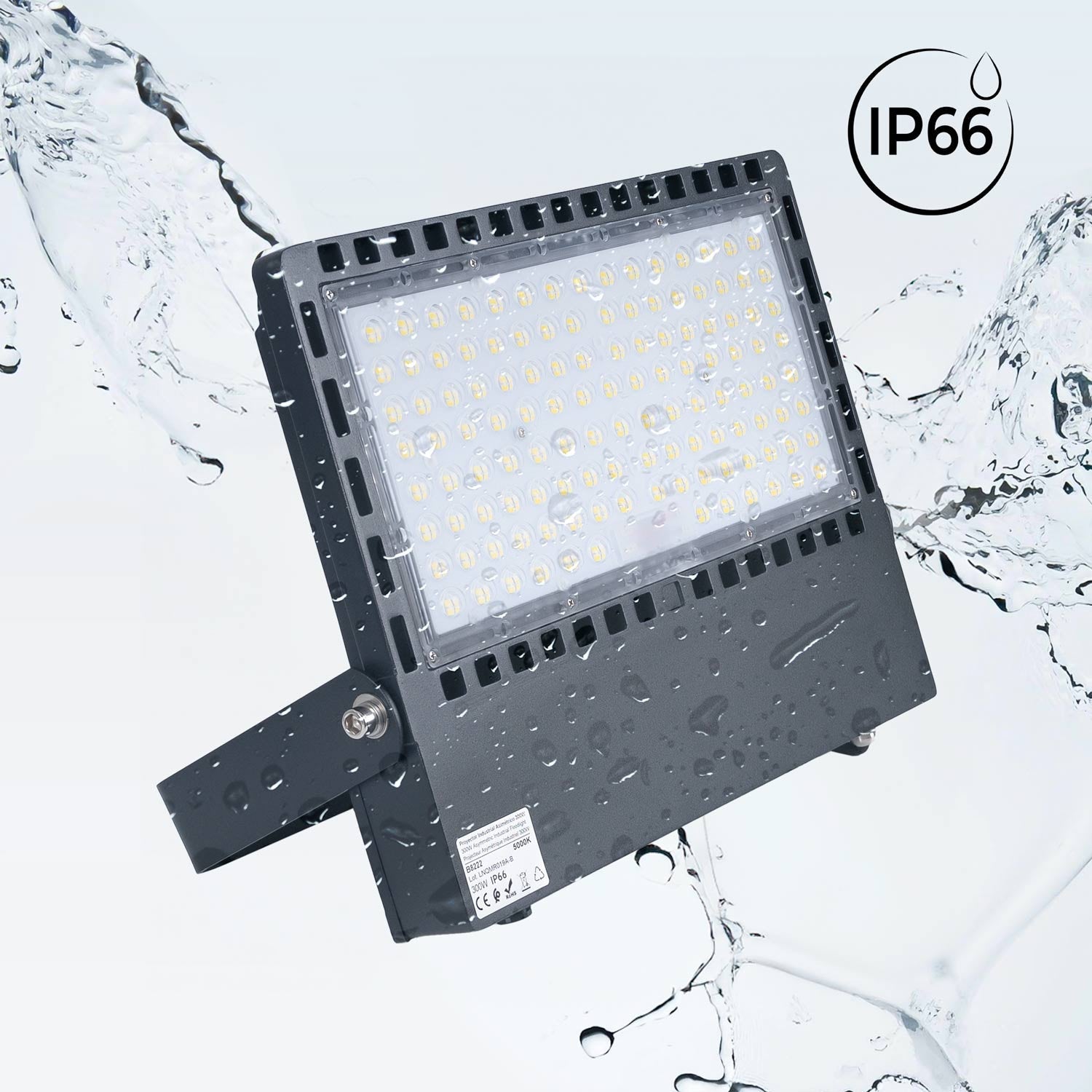 Proyector LED asimétrico exterior 300W - 140lm/W- IP66