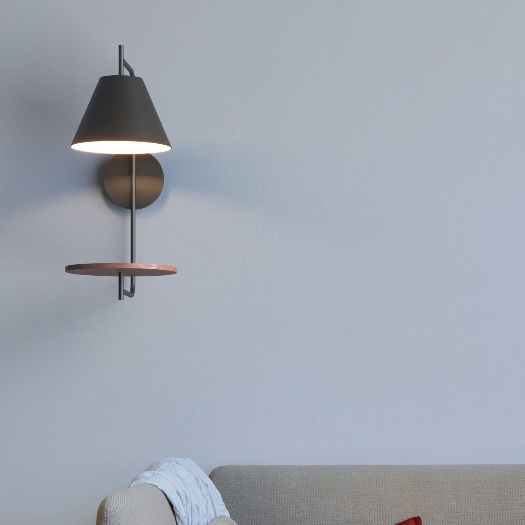 Aplique de pared con estante de apoyo "Bilon" - E27