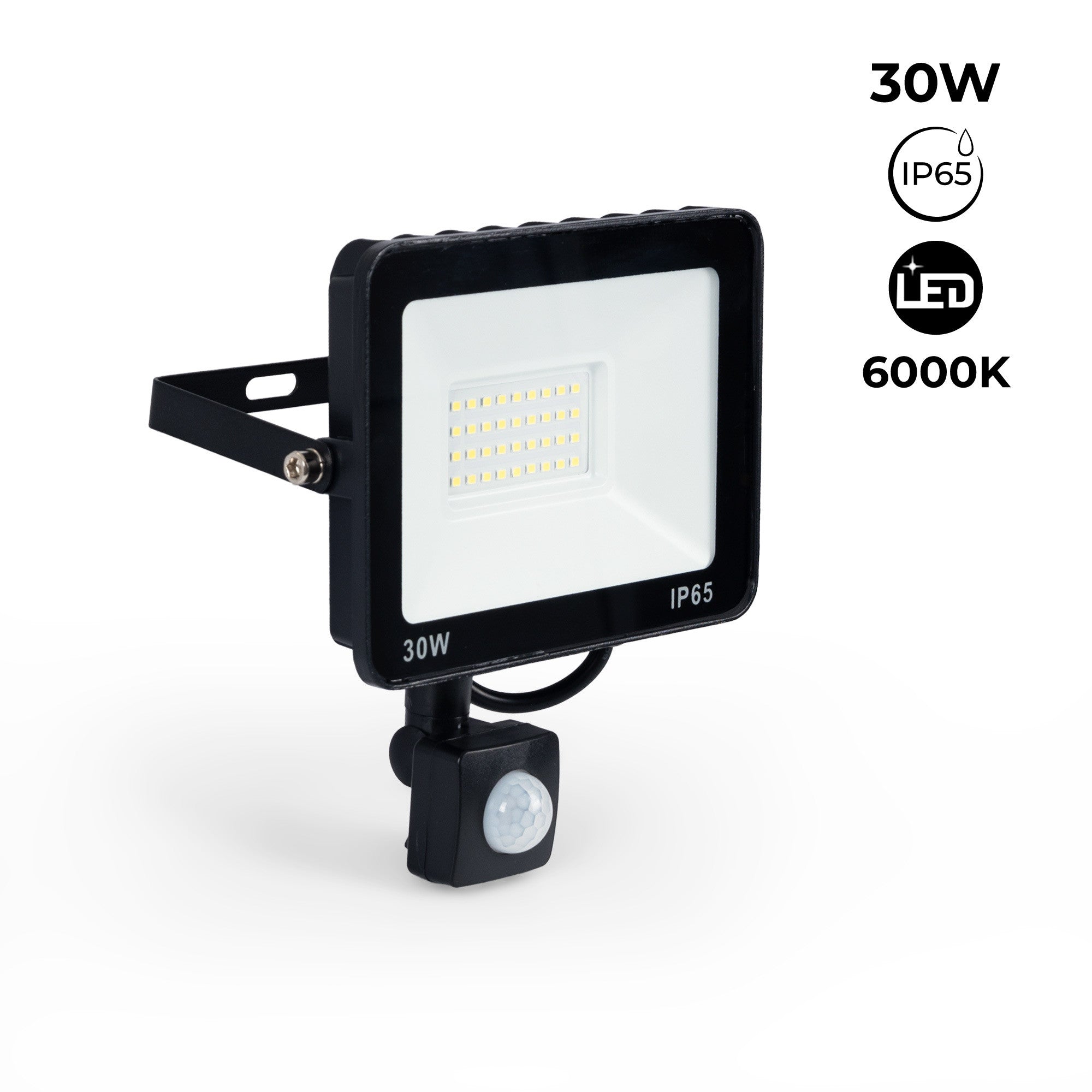 Proyector LED exterior con sensor de movimiento PIR - 30W - IP65 - 6000K