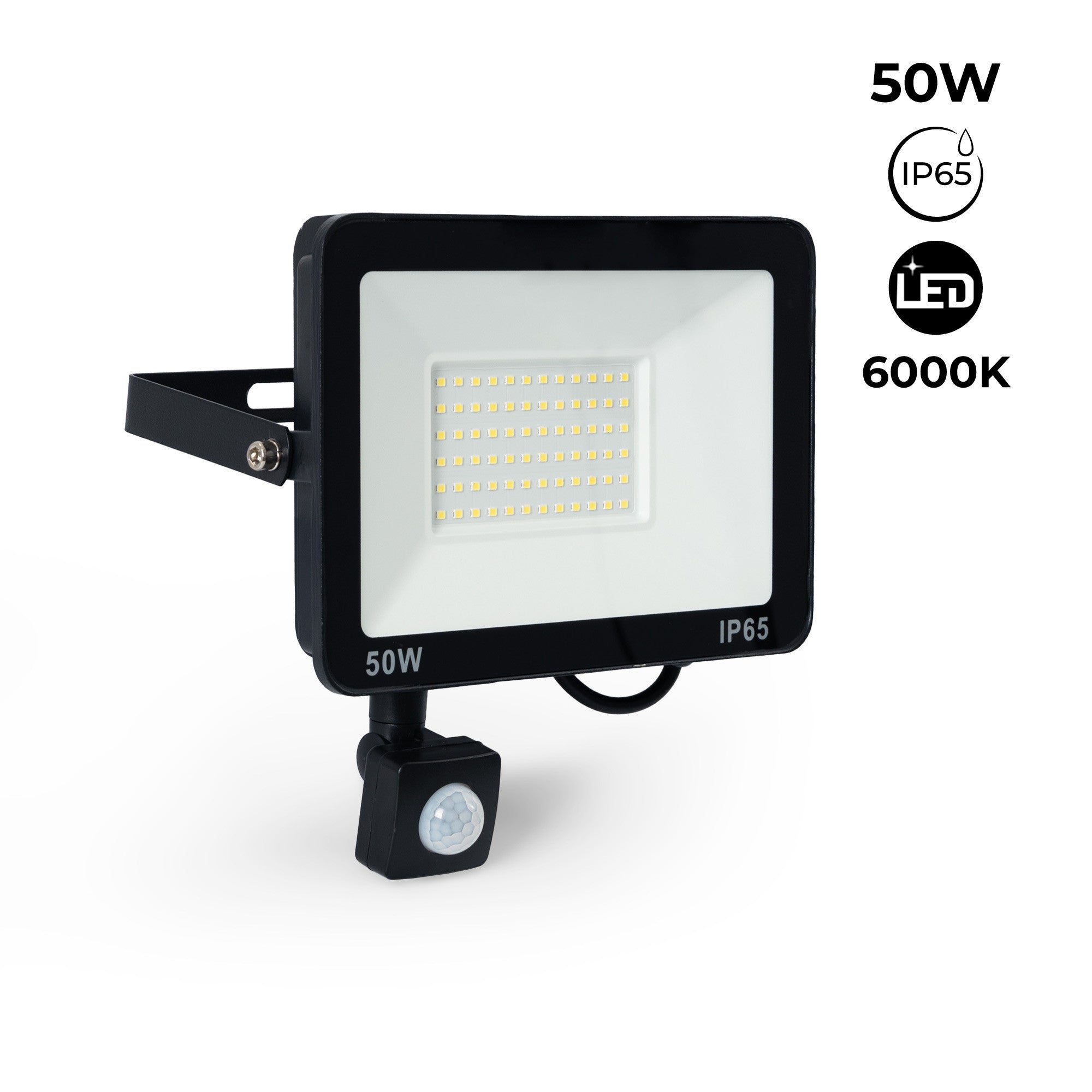 Proyector LED exterior con sensor de movimiento PIR - 50W - IP65 - 6000K
