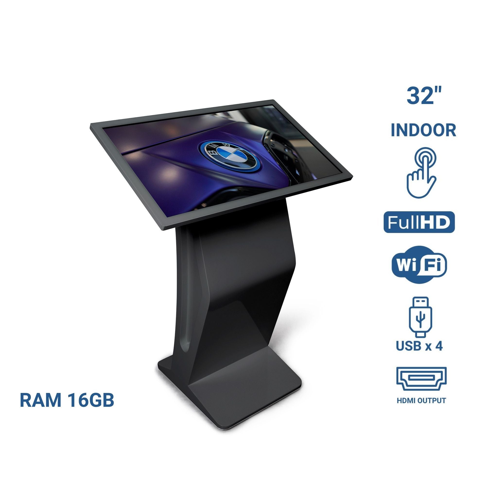 Display publicitario - Digital Kiosk 32" - Pantalla Táctil - Interior - 16GB - Base "K"