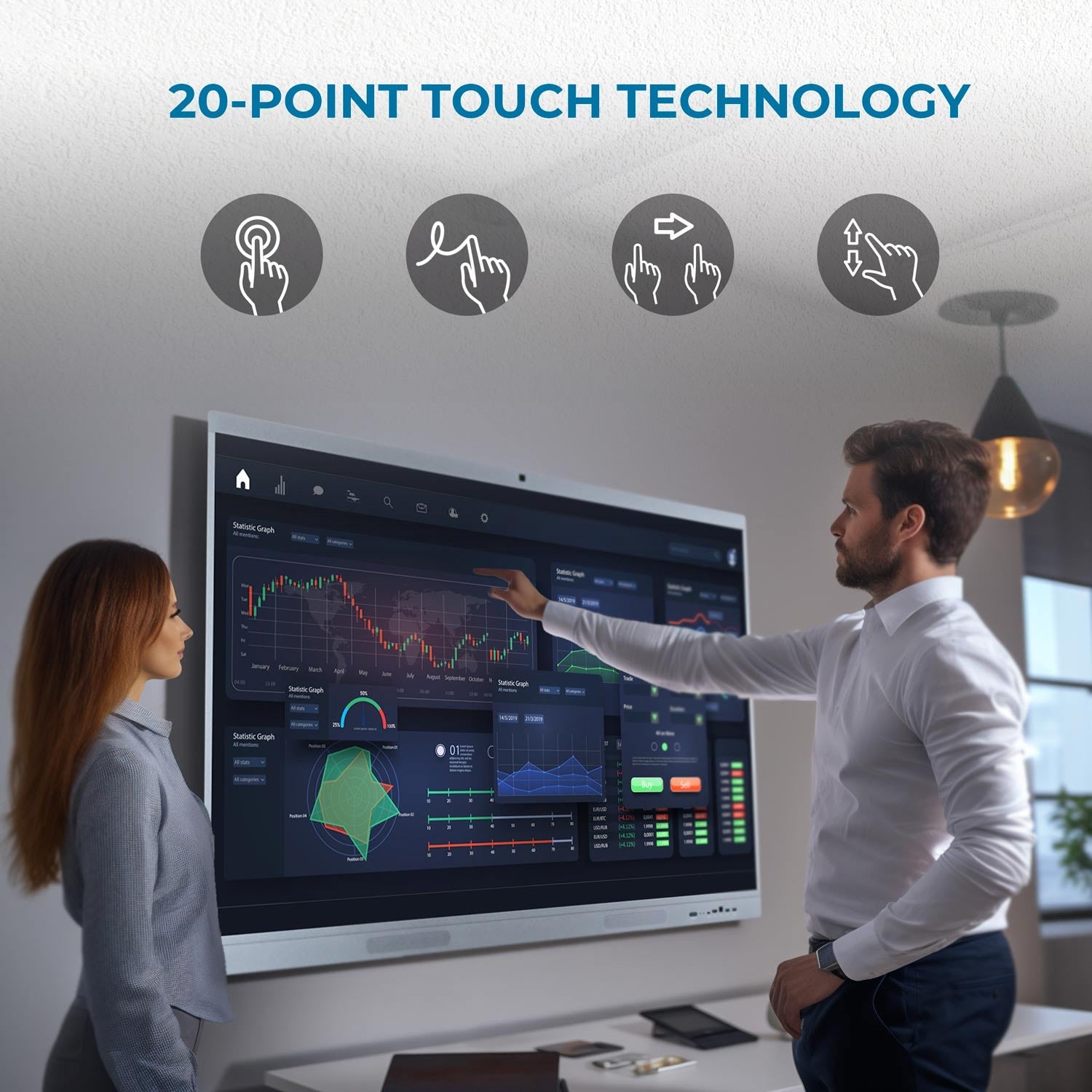 Pantalla digital 55" interactiva táctil con cámara - Smart board - Android + Windows