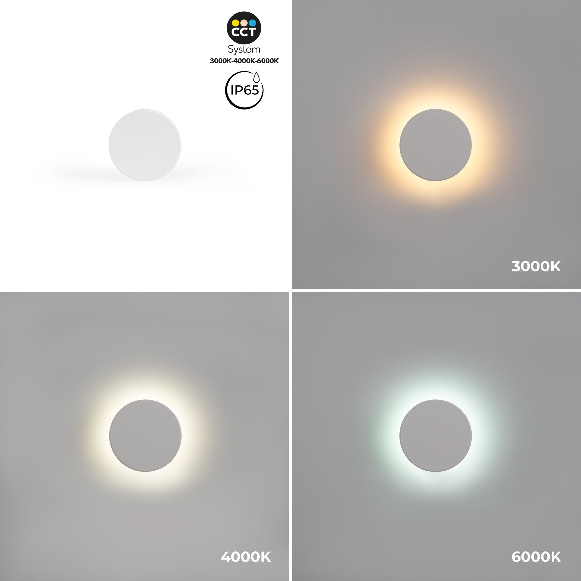 Aplique de pared circular "Eclipse" 9W - CCT - IP65