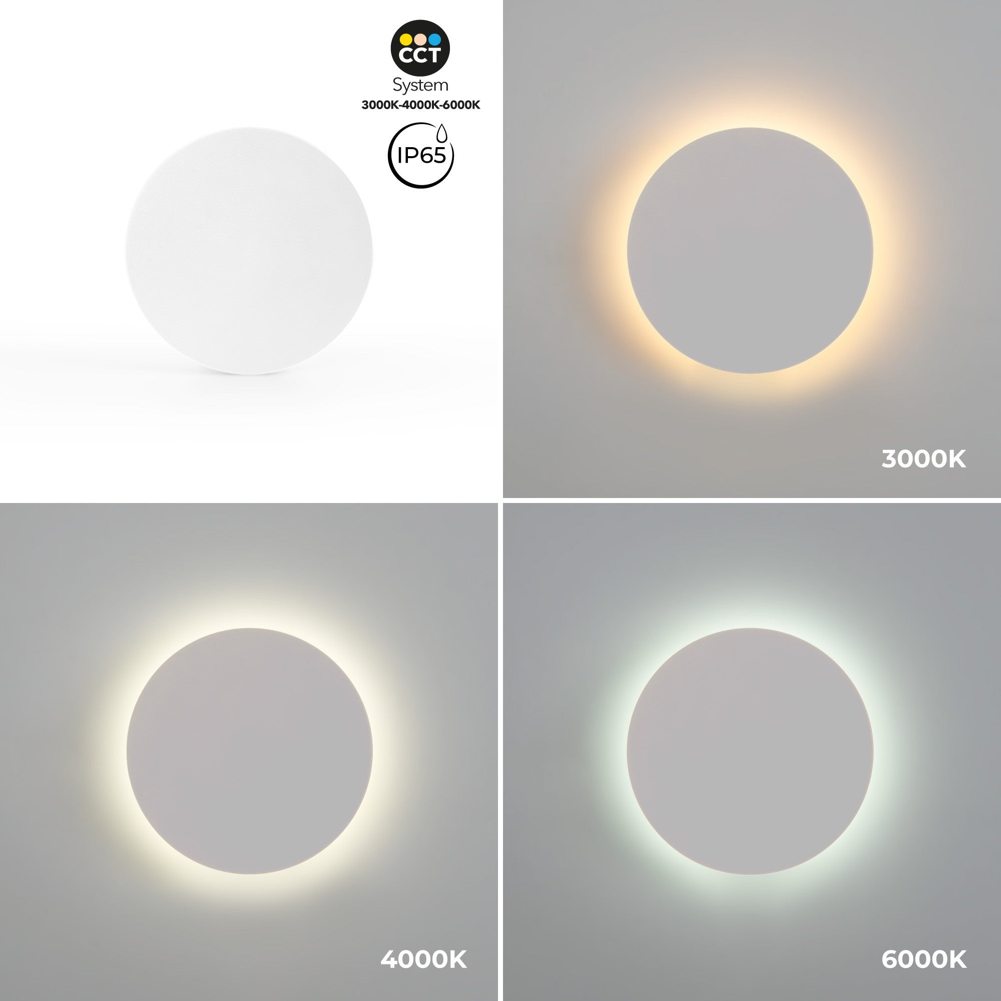 Aplique de pared circular "Eclipse" 18W - CCT - IP65