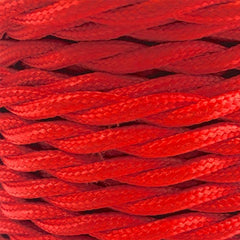 Cable eléctrico decorativo textil trenzado 2X0,75 rojo - 10 metros