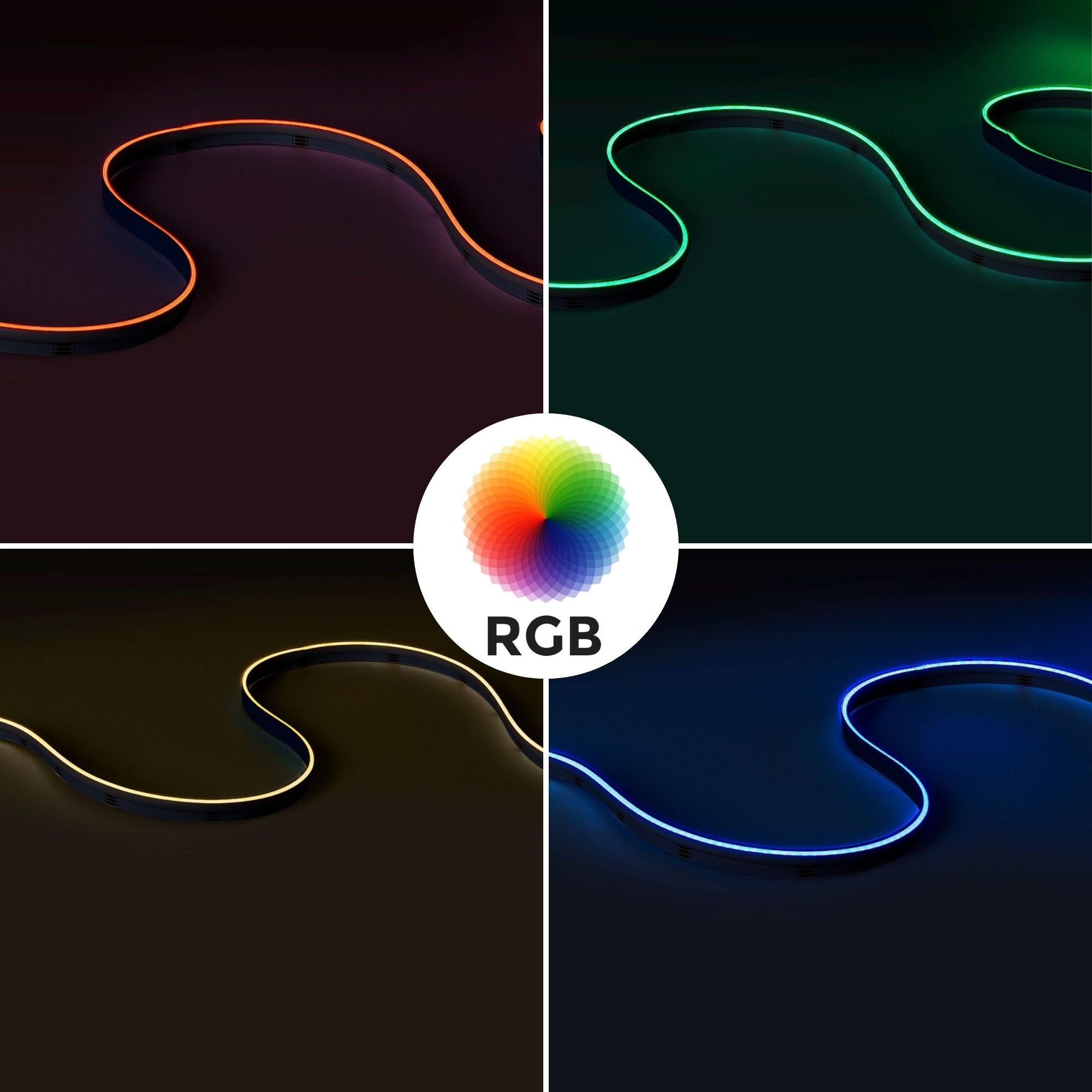 Tira LED COB 24V DC RGB - Emisión lateral - 12W/m - 10mm - IP20 - Corte c/ 5cm - Rollo de 5 metros