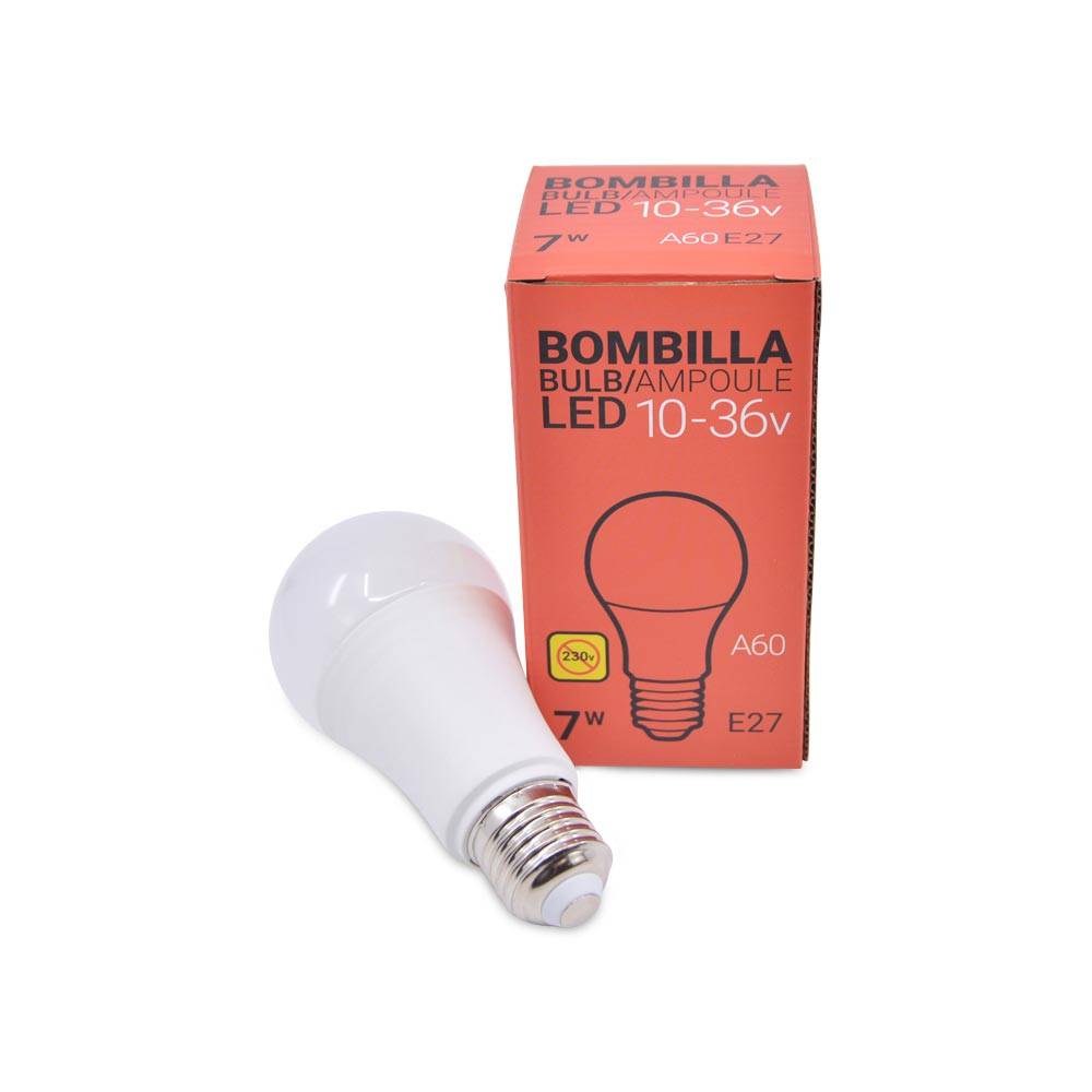 Bombilla 10-36V 7W E27 A60 para caravanas, camping y embarcaciones