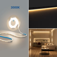 Tira LED COB 24V DC monocolor - Emisión lateral - 9W/m - 8mm - IP20 - Corte c/ 3cm - Rollo de 5 metros