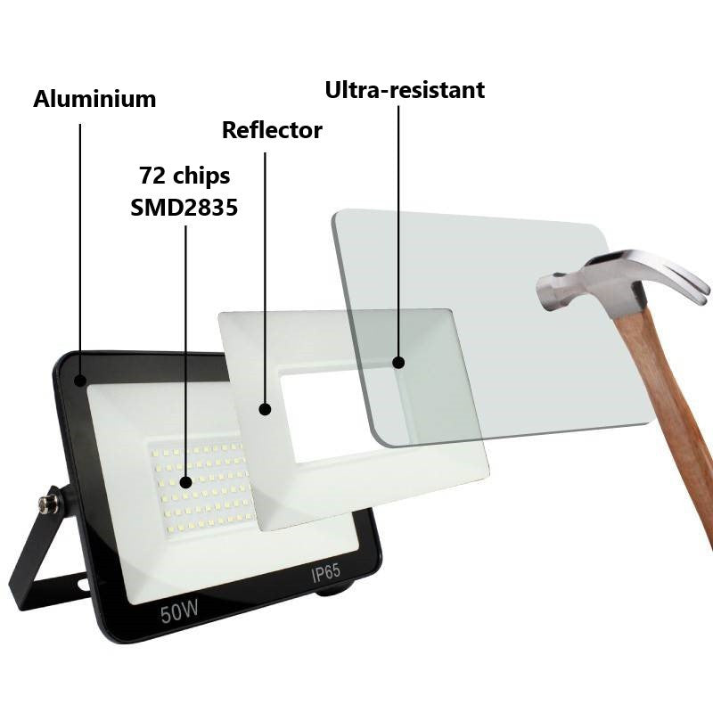 Pack de 5 proyectores LED exterior 50W - 95lm/W - IP65