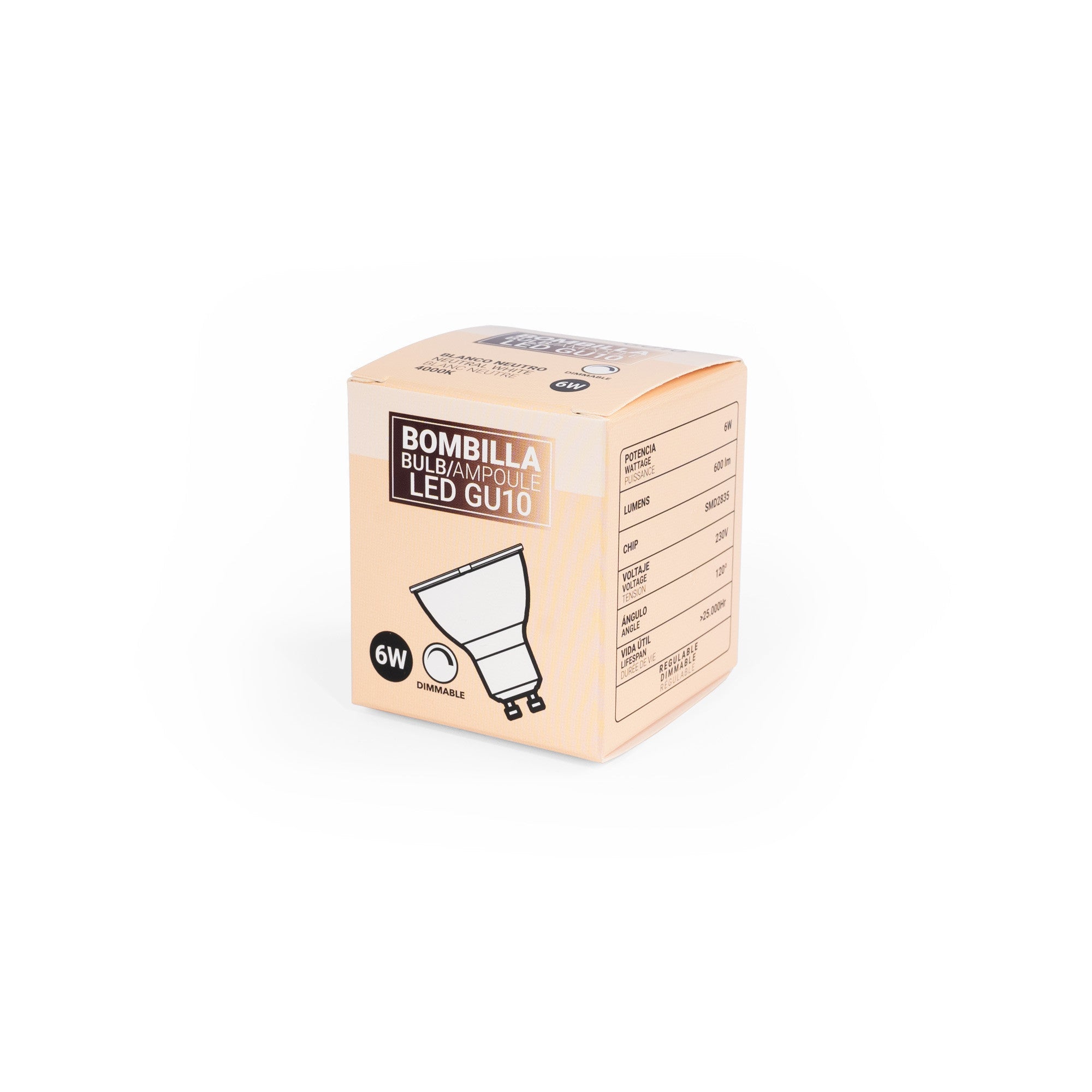 Bombilla LED GU10 - 6W - Regulable - 120º