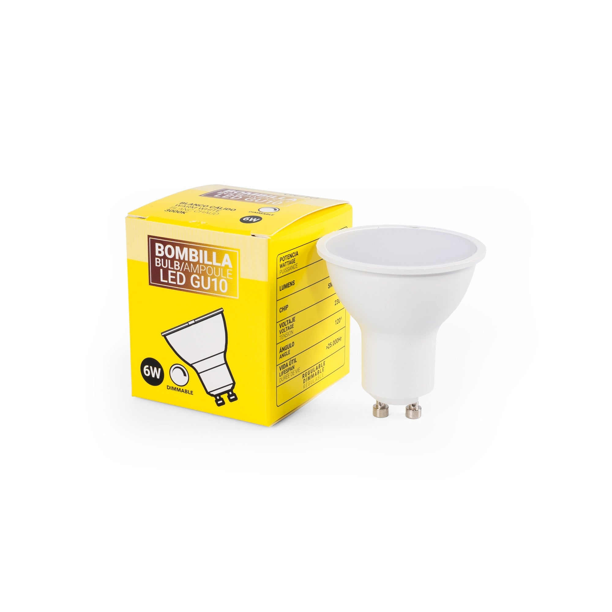 Bombilla LED GU10 - 6W - Regulable - 120º
