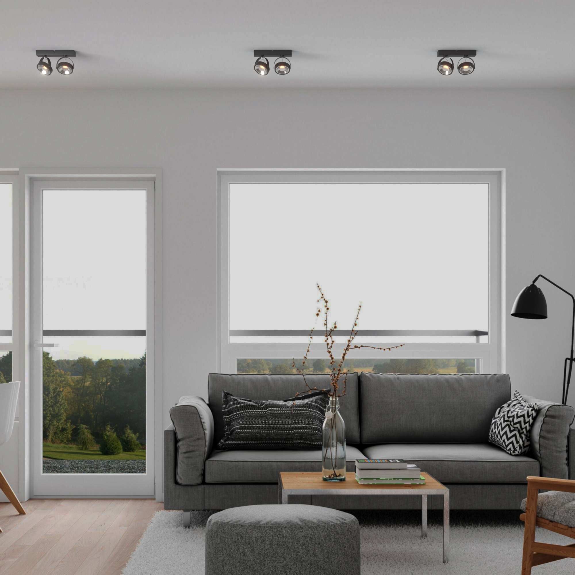 Foco de techo doble orientable "IRIS" + 2 bombillas AR111 GU10