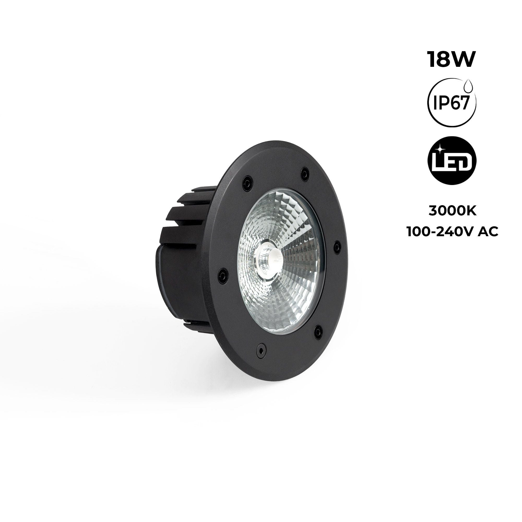 Baliza LED exterior suelo 18W - 100-240V - IP67 - Ø15cm - 30º
