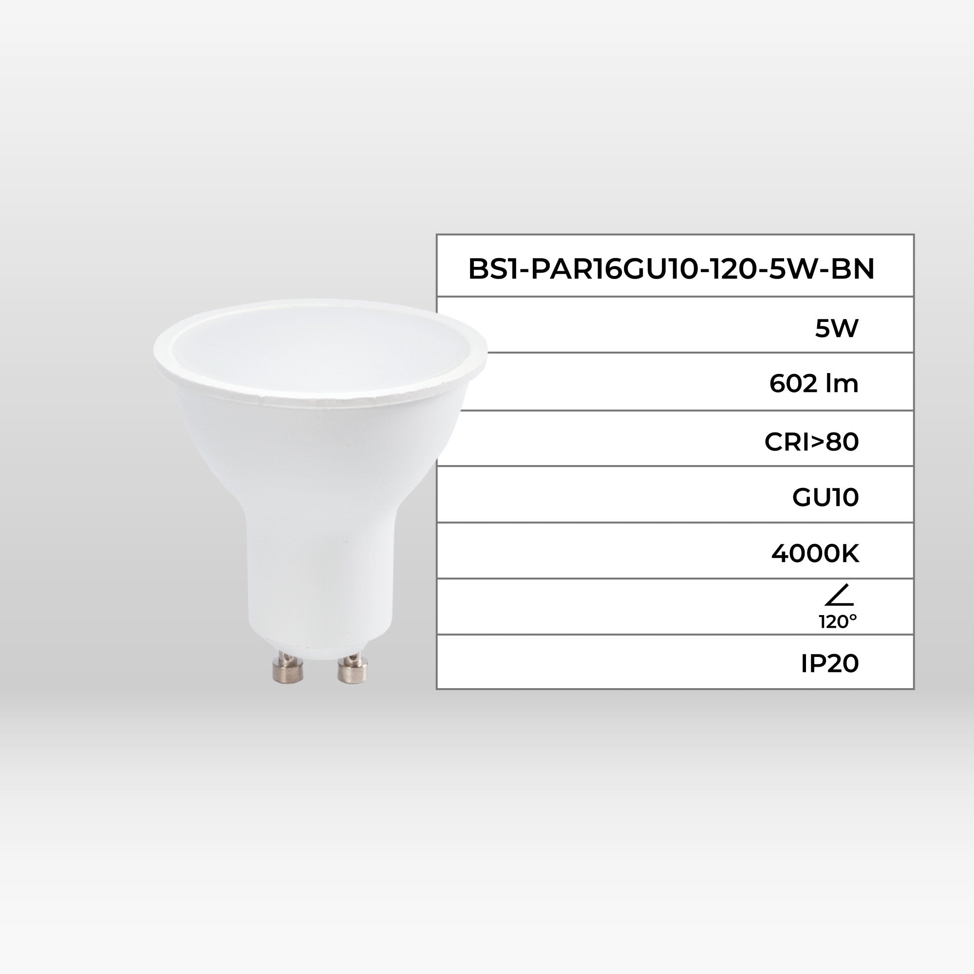 Bombilla LED GU10 - 5W - 120°