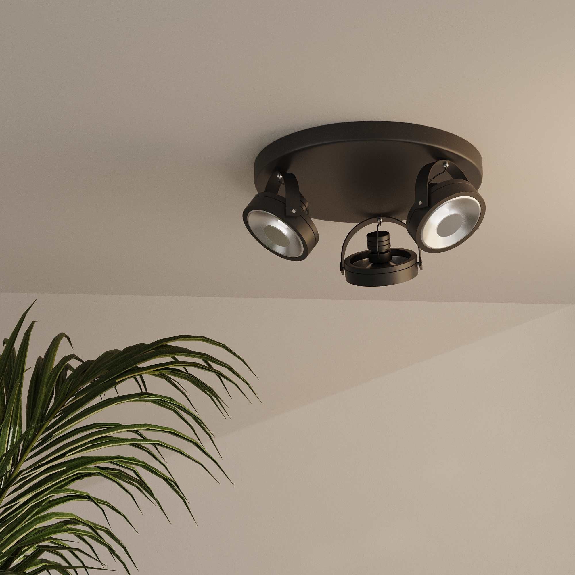 Aplique de techo triple orientable "IRIS 3" + 3 bombillas AR111