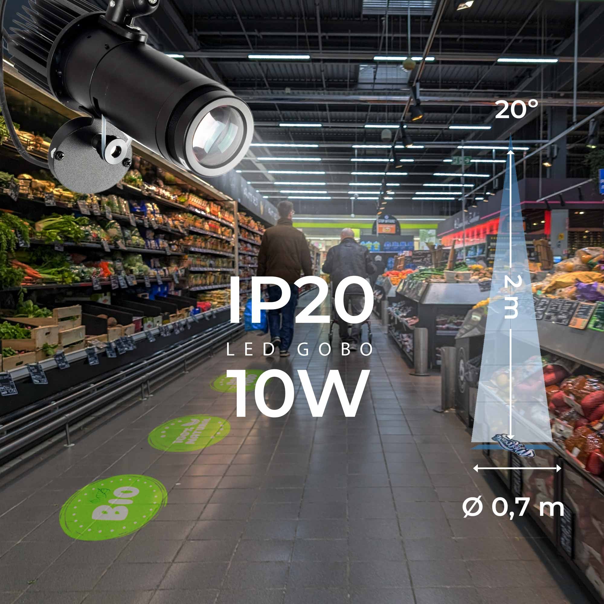 Proyector de logos LED GOBO 15W rotativo interior - Óptica 20° - IP20