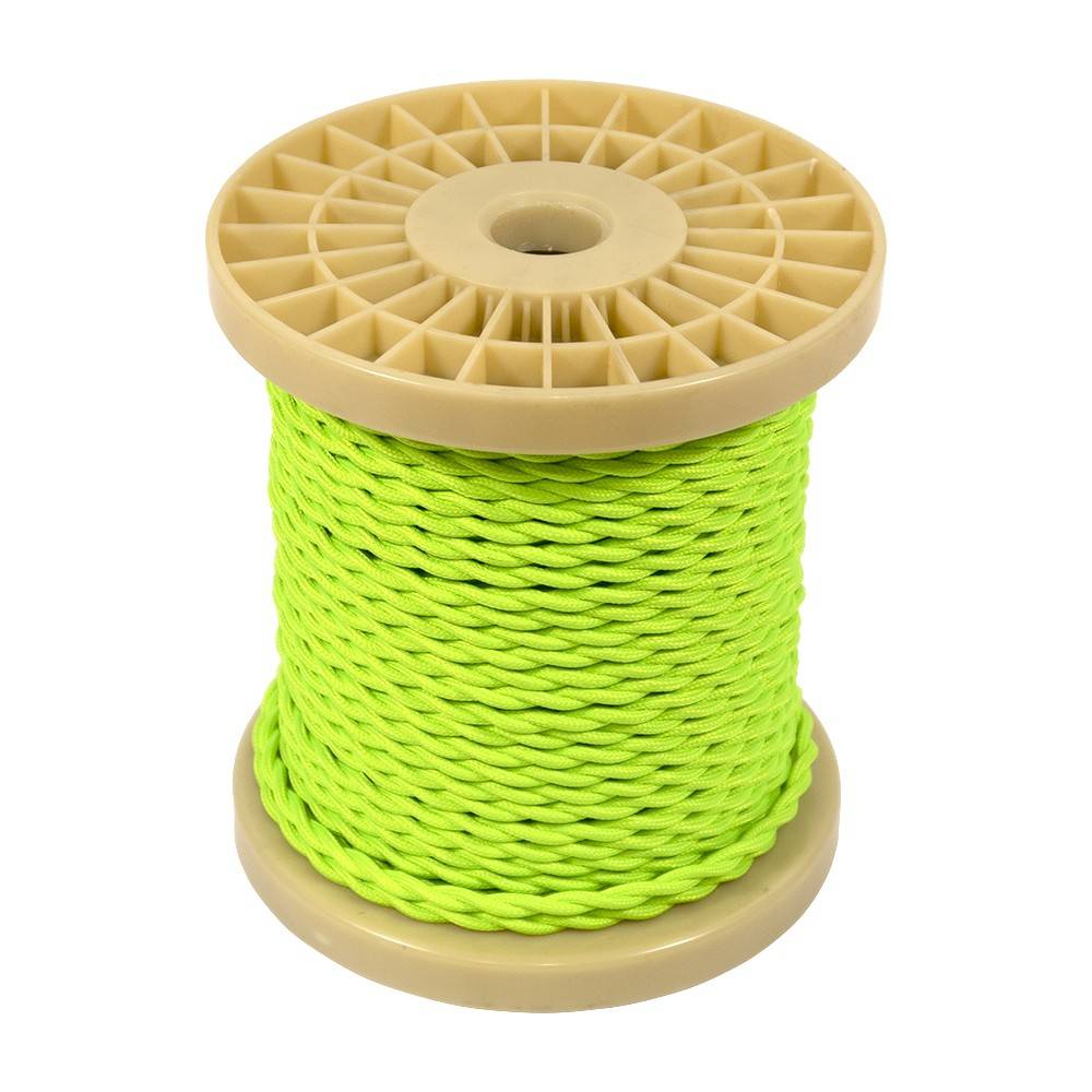 Cable eléctrico decorativo trenzado textil 2x0,75 verde brote