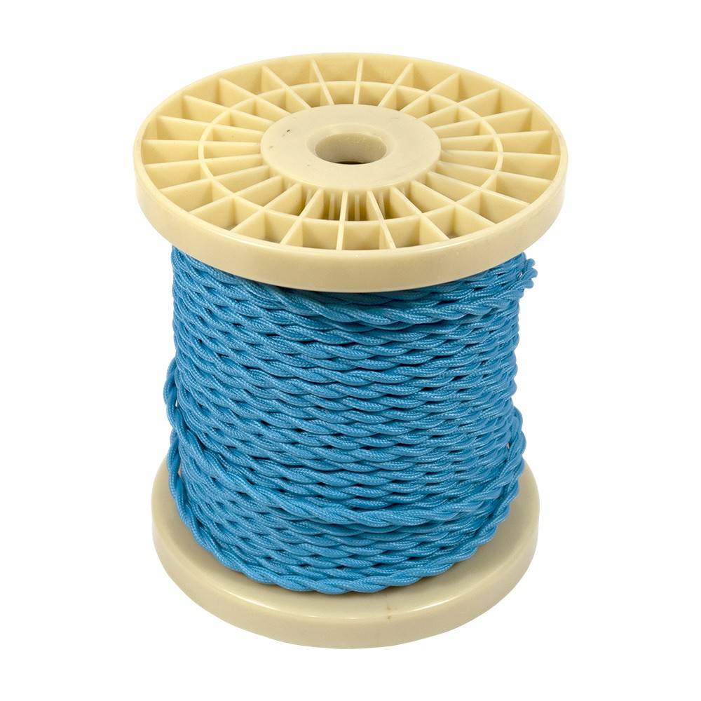 Cable eléctrico decorativo trenzado textil 2x0.75 azul