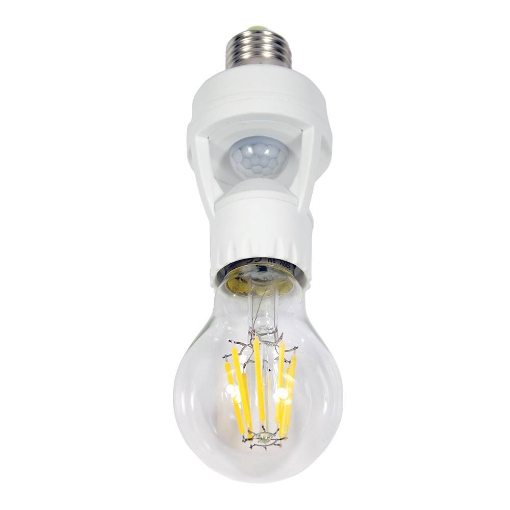 Adaptador para bombilla LED E27 con sensor de movimiento PIR 360º IP20