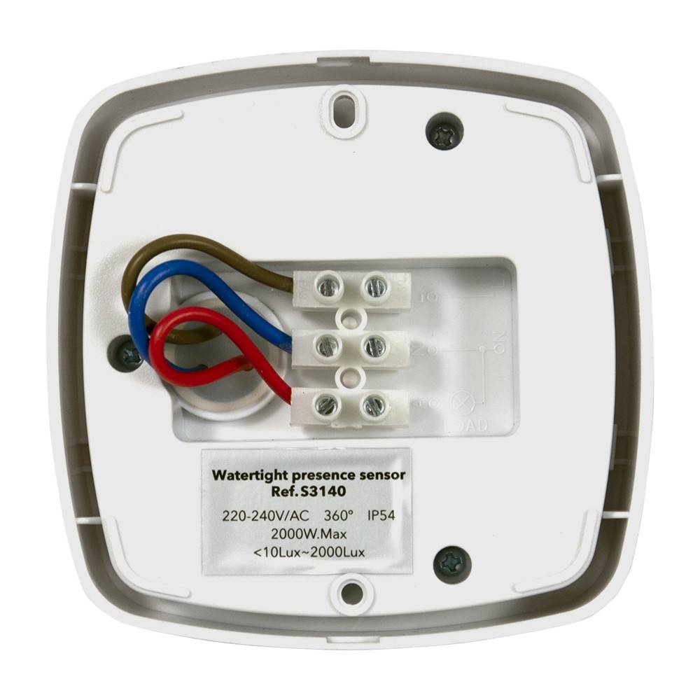 Sensor de presencia PIR estanco de superficie 360º IP54